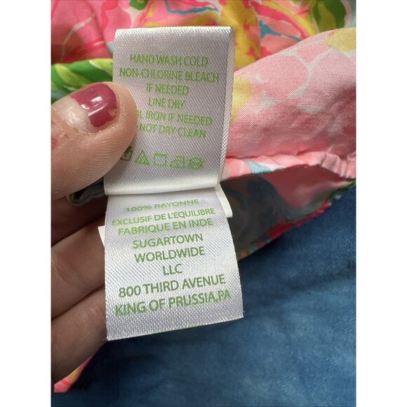 Lily Pulitzer Arya Elephant Floral Tank Top Medium Pink Blue Green - Picture 4 of 5